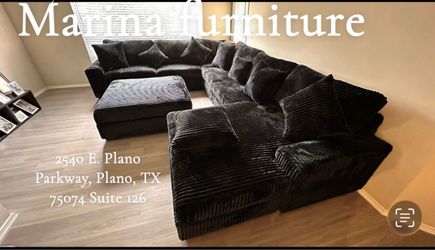 Corduroy Sectional Sofa with Double Chaise