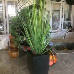 Artificial Silk Grass Plant In Metal Pot