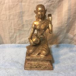 Nang Kwak (นางกวัก) brass statue - Thai Goddess Of Good Fortune