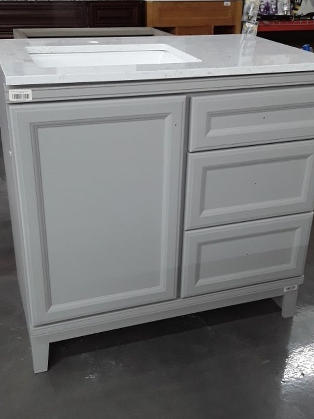 Grey 36 Inches Bathroom vanity. With TOP