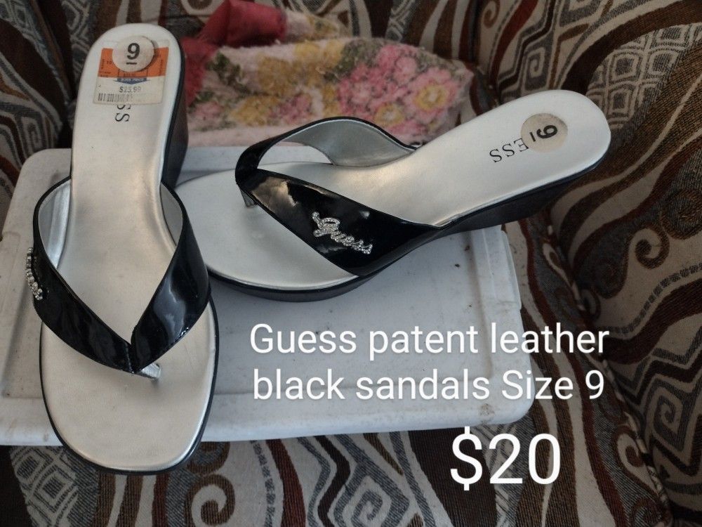 Guess Black Patent Leather Sandals