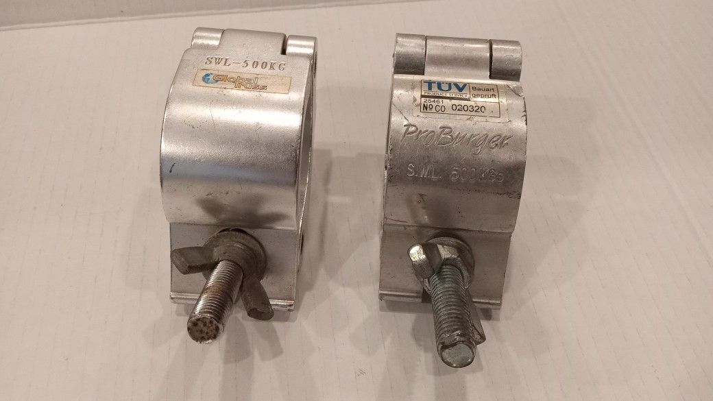 1 Pair (2) Heavy Duty Global Truss Clamps (1100 Lb) For Stage LEDs Or Scaffolding