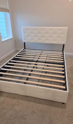 Bed Frame with 4 Drawers, Adjustable Headboard