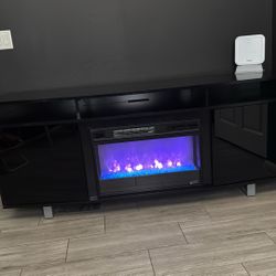TV Stand With Electric Fireplace 