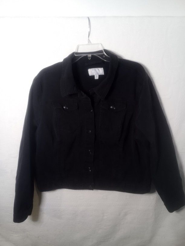 Women's Time And True Black Denim Jacket Size XXL (20) PENDING