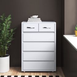 NEW White Dresser Cabinet Sideboard Wood 27.56 in. Sideboard with 6 Drawers