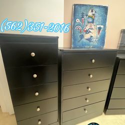 Black Five Drawer Dresser Chest Cajonera Comoda 