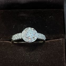 1.19 Carat TW 14K White Gold Halo Natural Diamond Engagement Ring Size 8.5