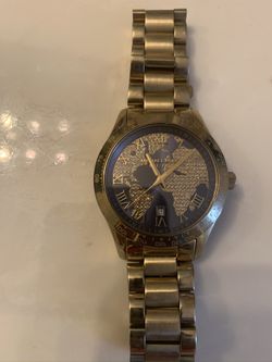 Michael Kors gold globe watch with box and papers