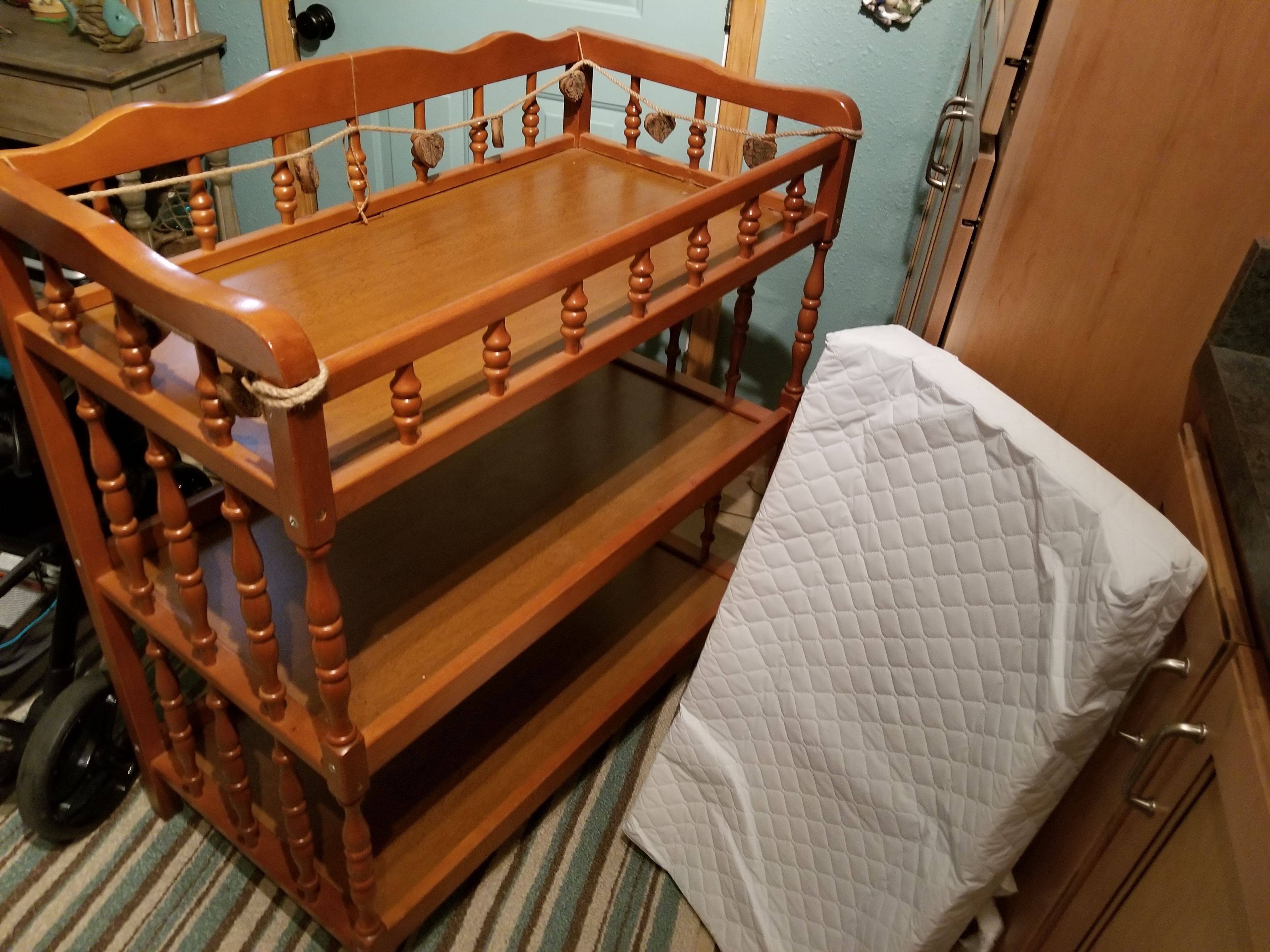 Baby changing table new beautiful wood and changing pad