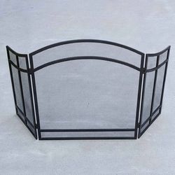 Salishan 3 panel decorative lightweight black metal folding fireplace screen hearth cover fire gate