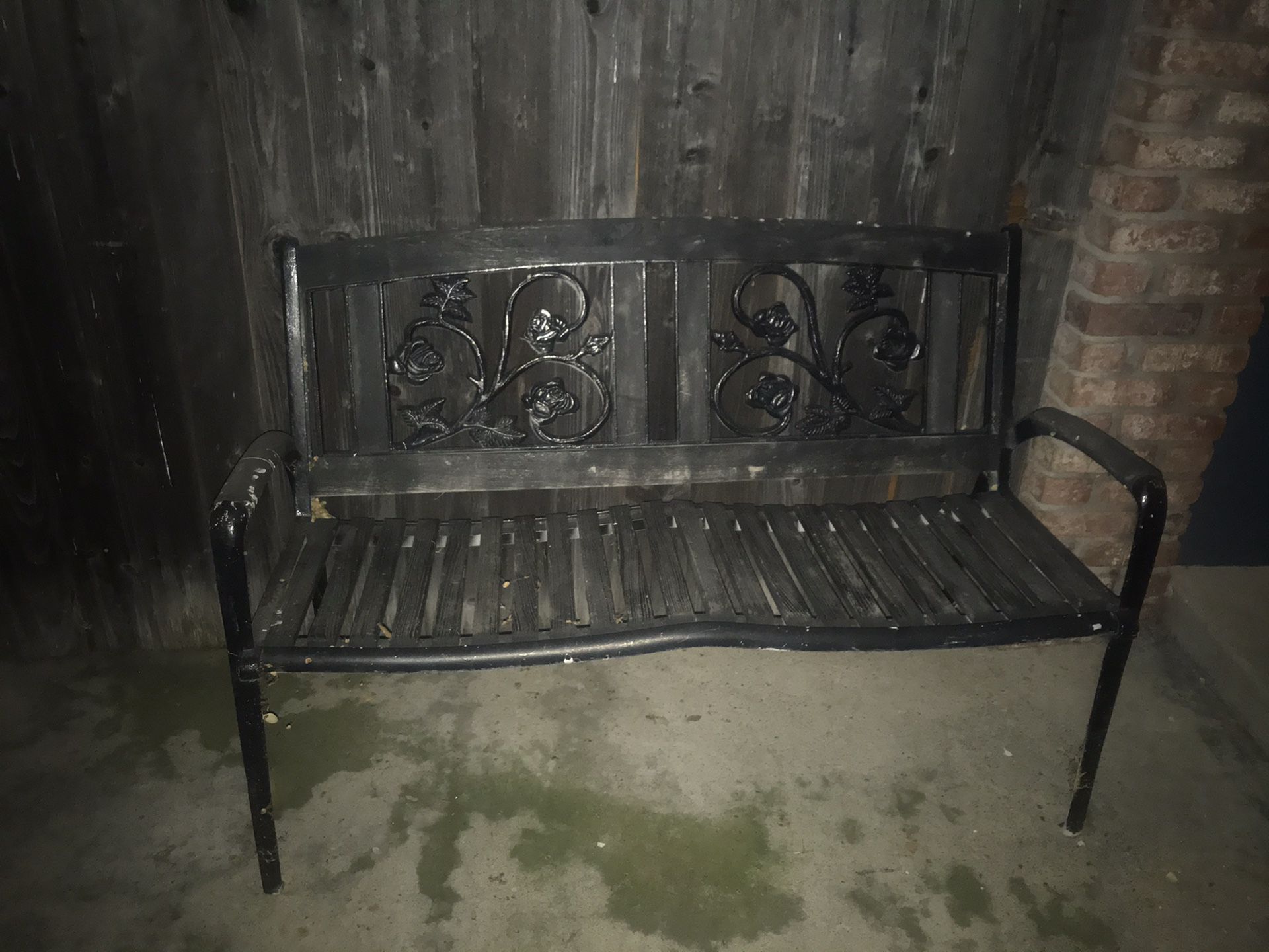 Iron and wood bench