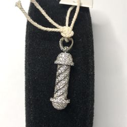 925 Sterling Silver 2.75CT Moissanite Barber Pole Pendant 