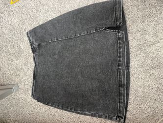 Gray Washed Denim Mini Skirt