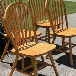 Set of 4, Solid Hardwood Windsor Dining Chairs