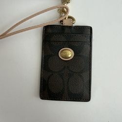 Coach Signature Lanyard ID Card Holder Wristlet 