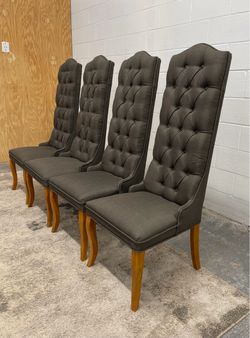 Gray Linen Tufted Parsons Chairs