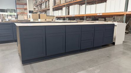 Blue shaker cabinets