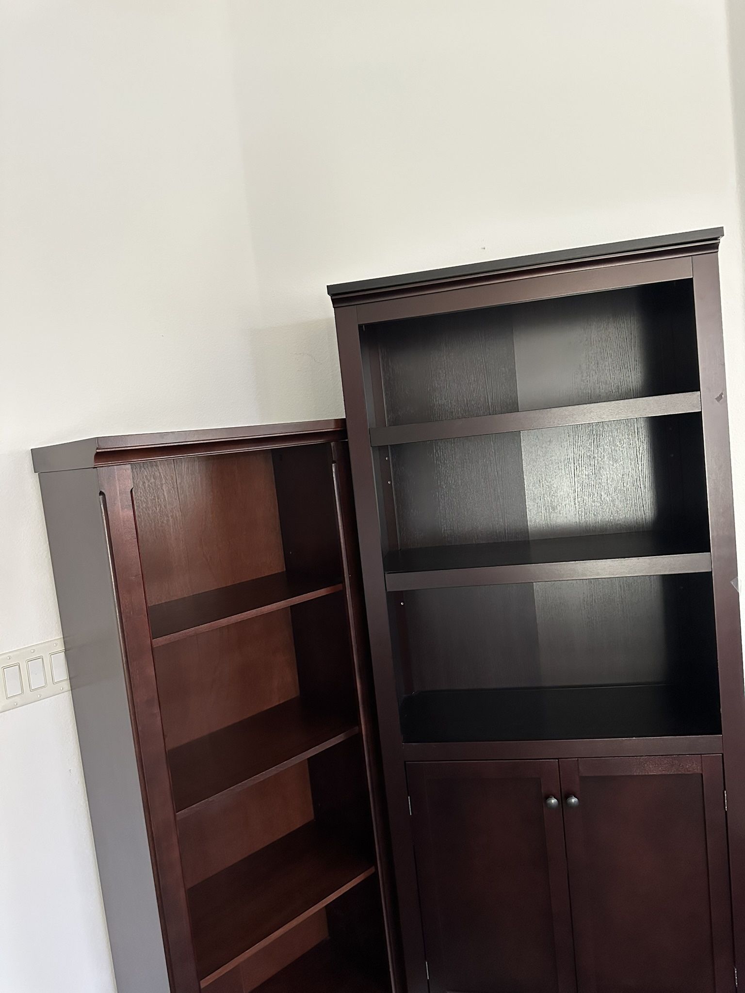 Set of Two Wooden Bookshelves With Storage Cabinets