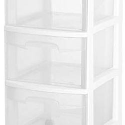 3-Drawer Rolling Caster Wheel Home Organizer Storage Cart with Durable Plastic Frame, Clear Drawers
