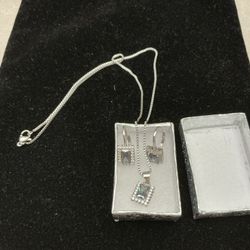New Sterling Silver/Stainless Steel Necklace/Earring Set