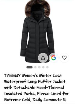 TYBBNY Women's Long Puffer Jacket with Detachable Hood