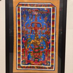 Chiapas Acrylic On Leather Tomb Of Pakal *MAYAN*