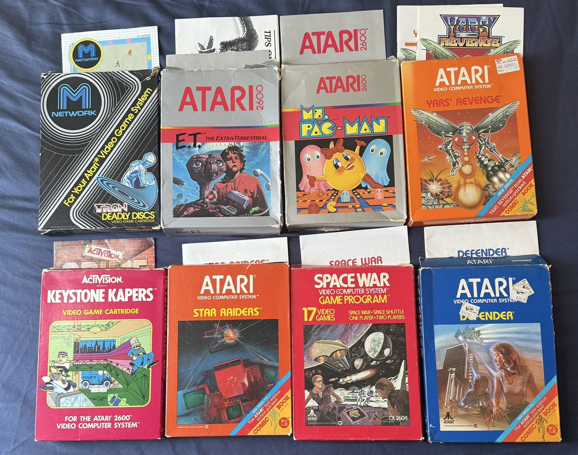 8 Vintage Atari 2600 Games w Box and Manuel