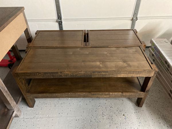 Three solid wood tables - coffee, side or TV stand for ...