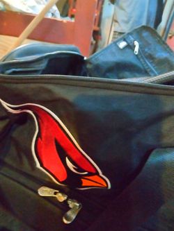 Eddie Bauer black cardinals duffel bag  w/ traveling cushion seat