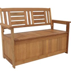 Wooden Outdoor Storage Bench – Patio Bench with Hidden Storage