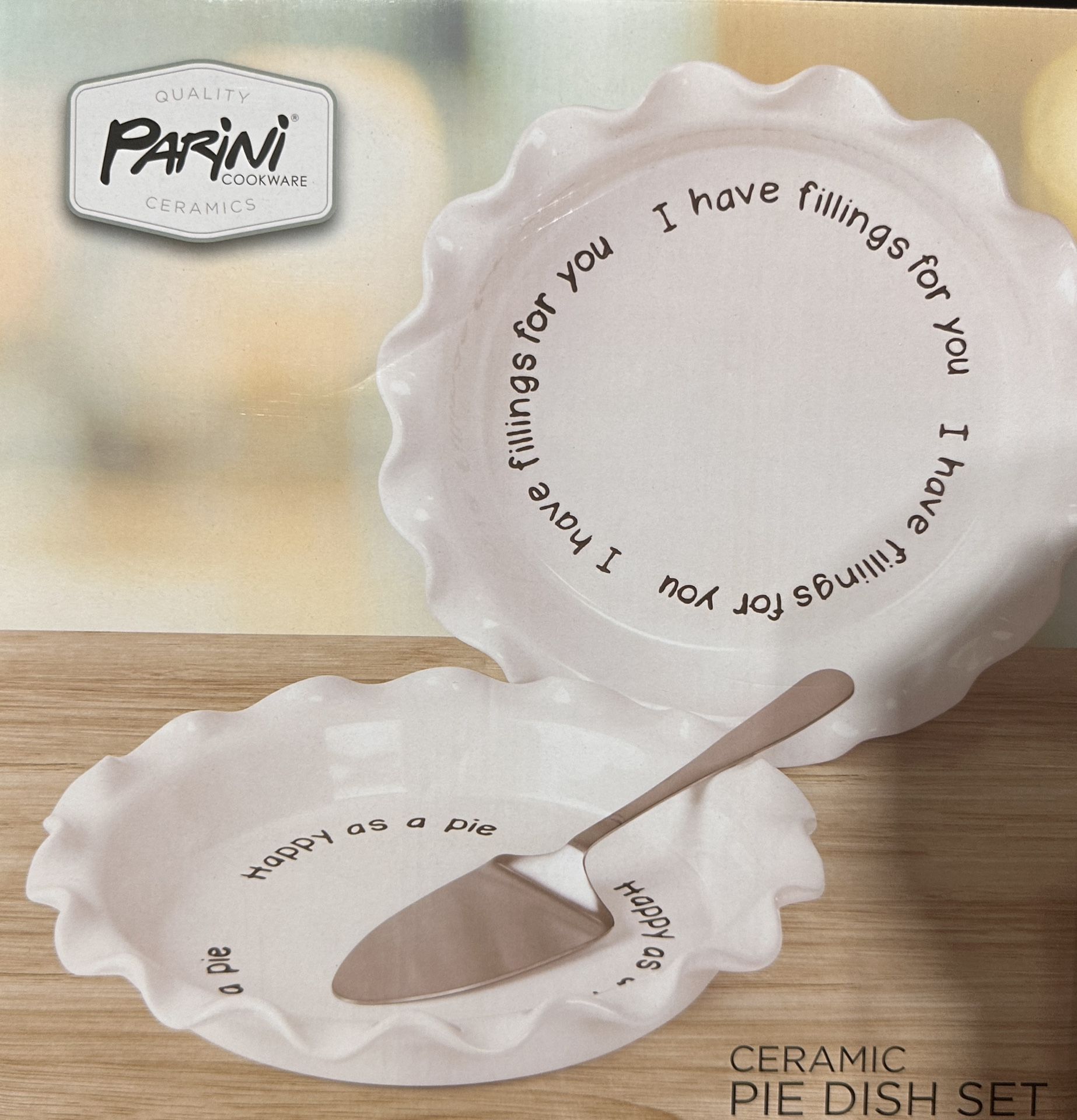 Parini Cookware White Ceramic Bakeware Pie Dish set