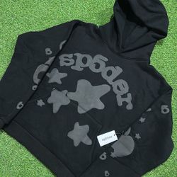 Beluga Grey/Black Sp5der Hoodie Size M