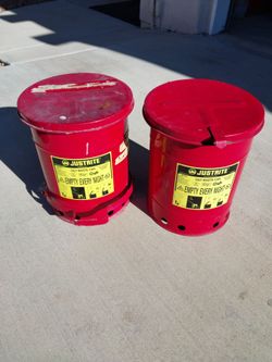 Justrite oily rag waste cans - set of 2