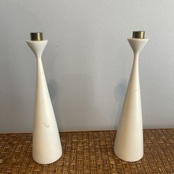 White Wooden Candlesticks 