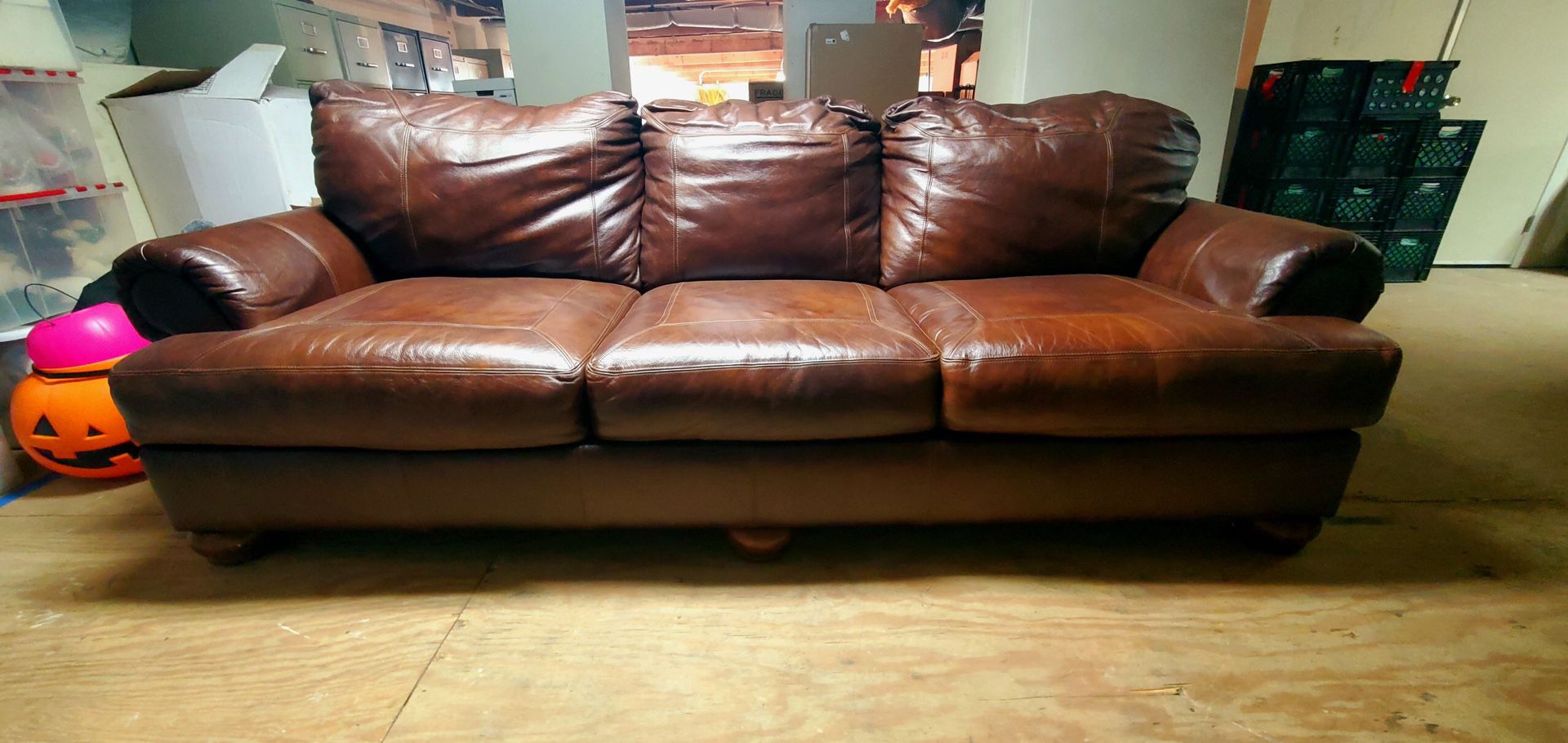 Extra Long Leather Sofa
