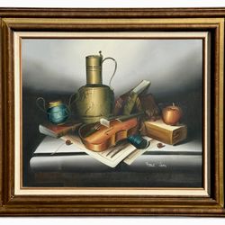 ⭕️ Large Framed Still Life Painting – Classic Home Decor 27×31”