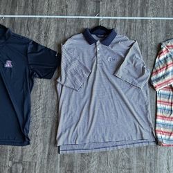 Men's Polo Shirts University Of Arizona (UA) + Tucson National Striped Shirts (Men's Sizes XL And XXL) - x3 total 