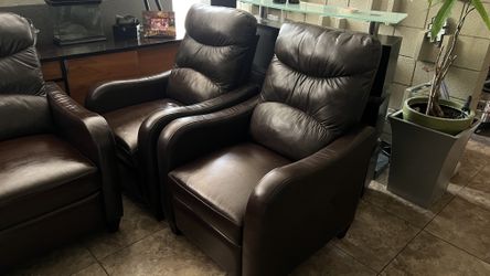 Pair of Premium Leather High-Leg Recliners