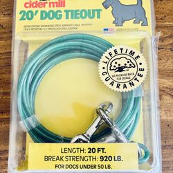 New Cider Mill 20ft Dog Tie Out Cable – Heavy Duty