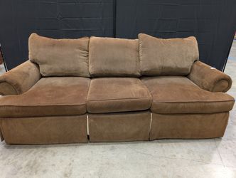 Warehouse sale***Spacious Brown Fabric Three-Seater Sofa