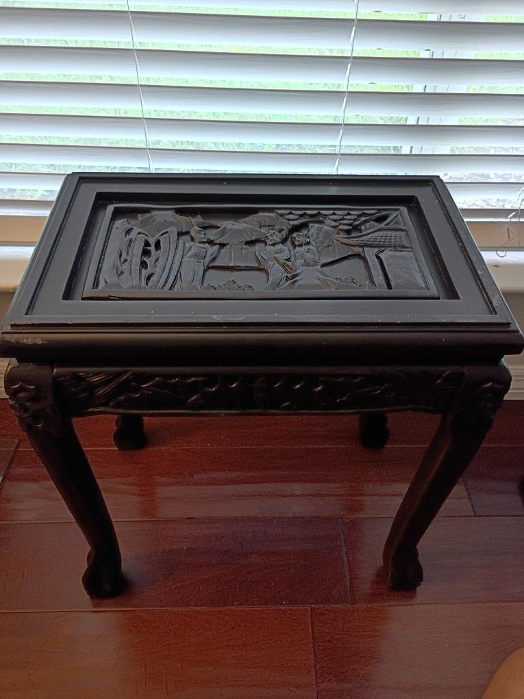 Ebonized Vintage Oriental Side Table