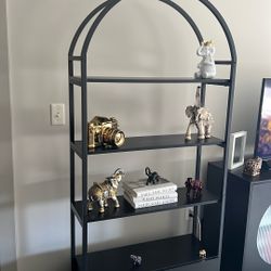 Arched Bookshelf With Door Storage 