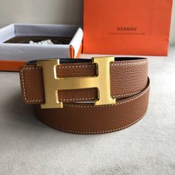 Hermès Constance 38mm Reversible Leather Belt Gold H Buckle Brown
