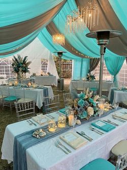 Tent and decoration with fabric and light