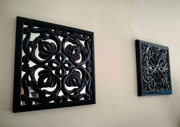 World Market carved wood wall art $20 per, $70 for 4t carved wood wall art $20 per, $70 for 4