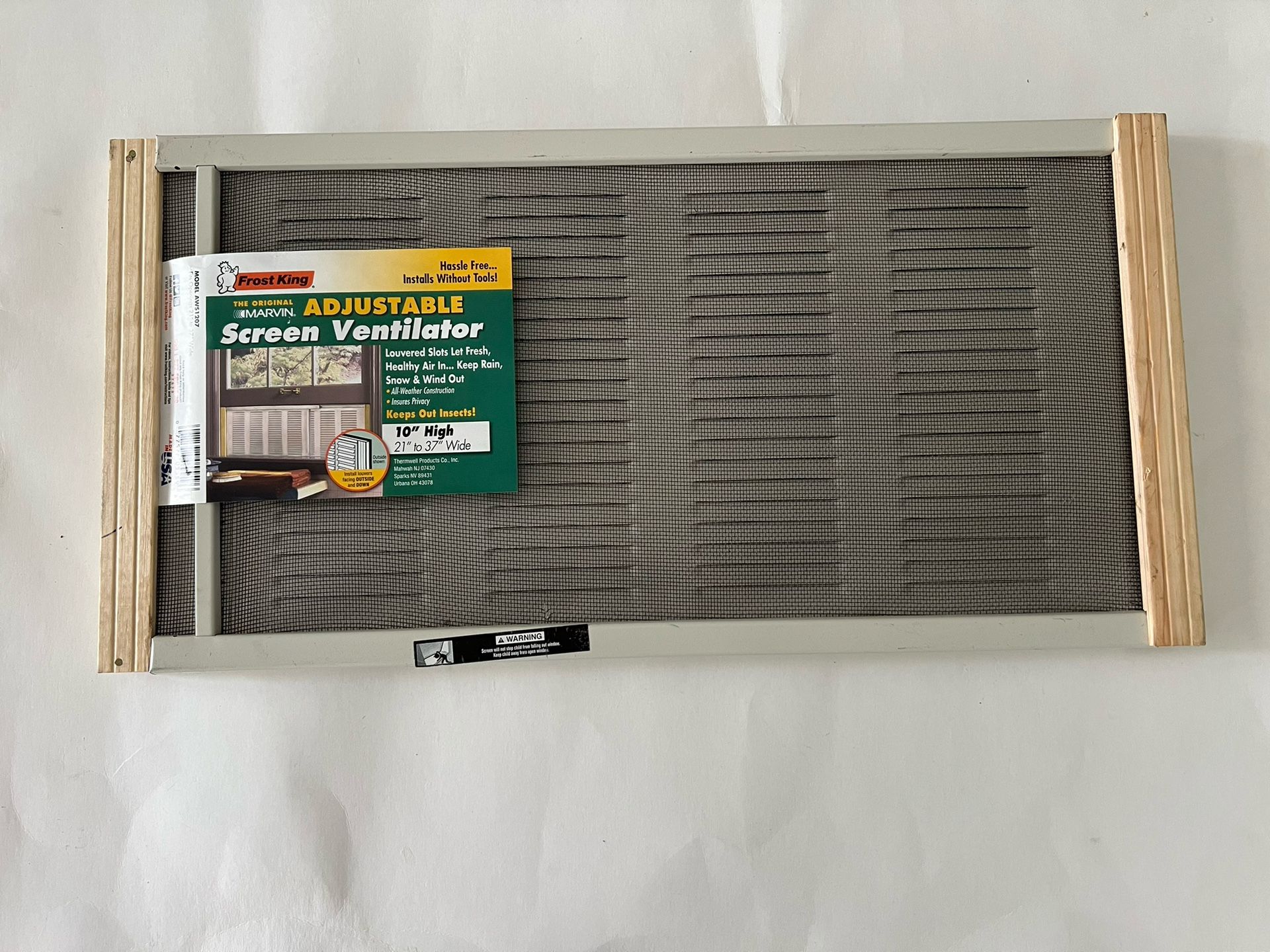 Frost King AWS1207 WB Marvin Ventilator with Screen, 10" high with Wood Frame, Fits Windows 21" - 37" Wide