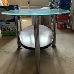 Glass Oval Coffee Table With 2 Matching End Tables