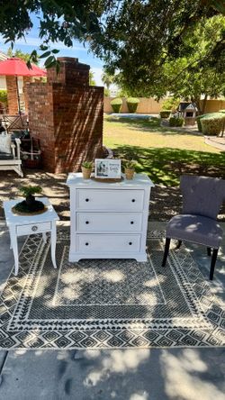 Farmhouse Bedroom Ensemble with Dresser, Nightstand and Side Chair.