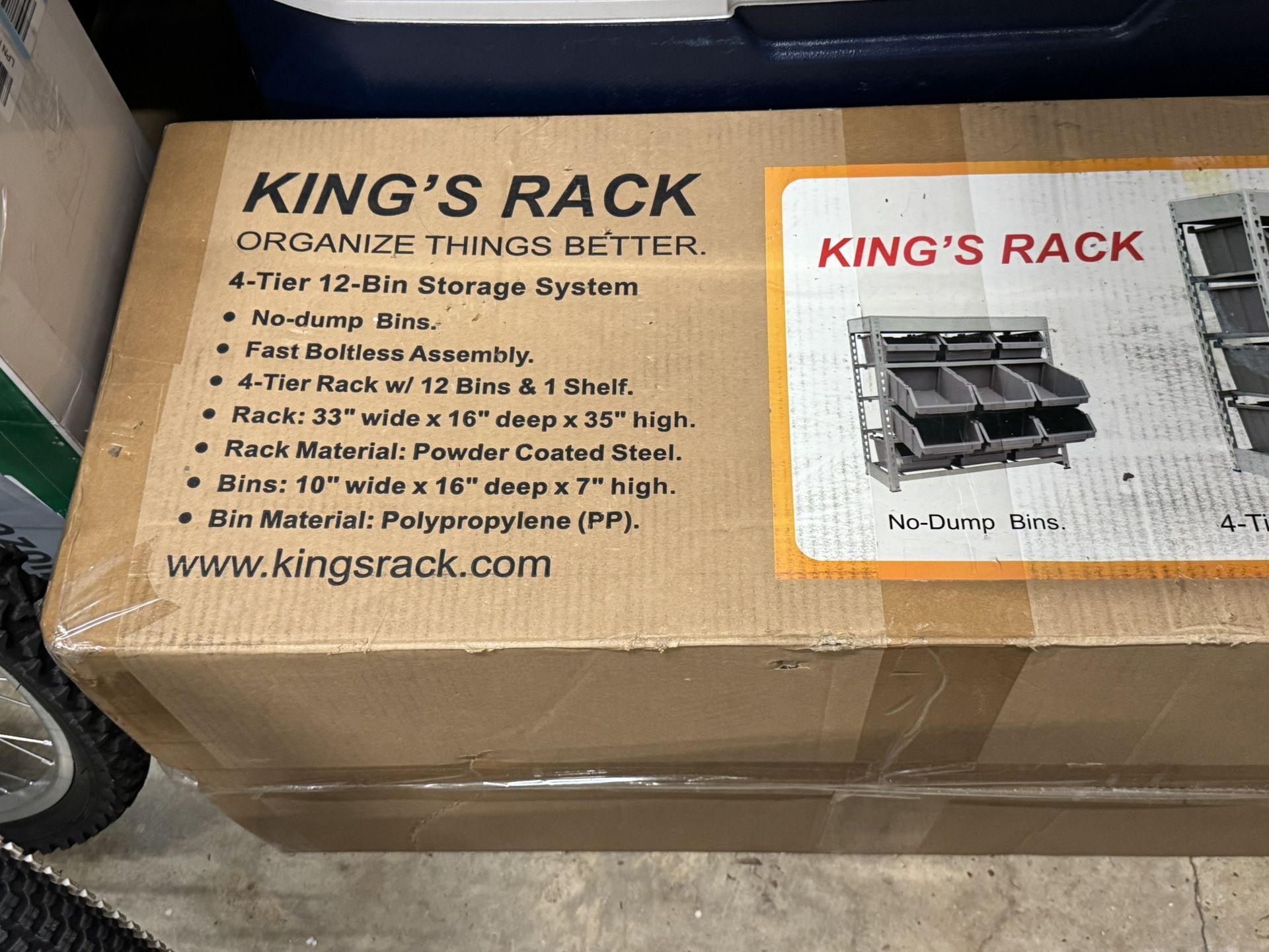 King’s Rack W/12 Plastic Bins